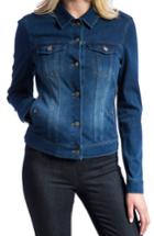 Petite Women's Liverpool Jeans Company Knit Denim Jacket P - Blue