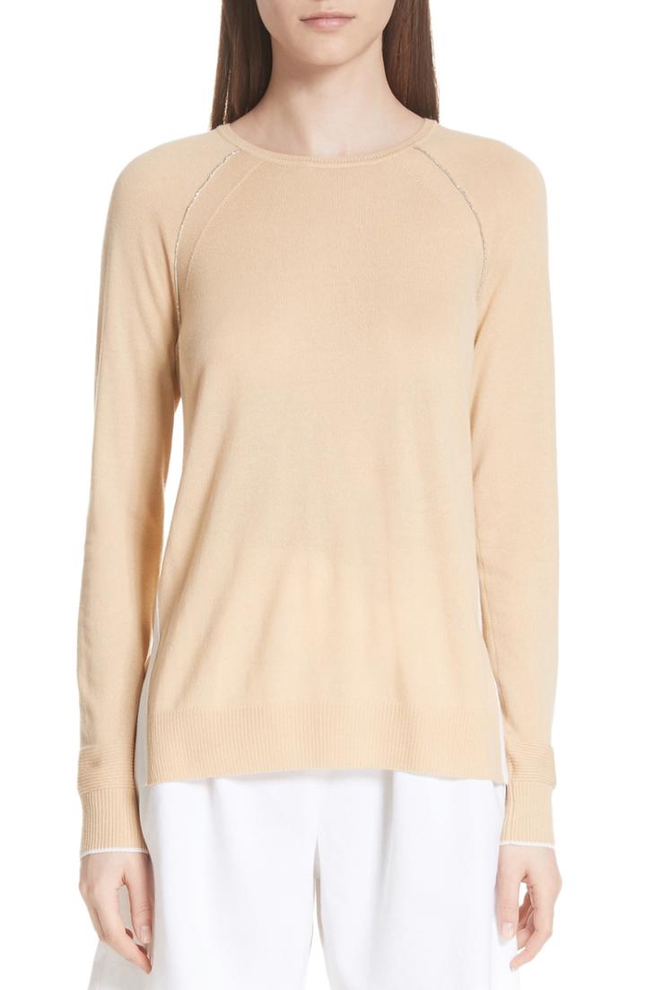 Women's St. John Collection Raglan Sleeve Cashmere Sweater - Beige