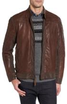 Men's Missani Le Collezioni Leather Panel Nylon Jacket, Size - Brown