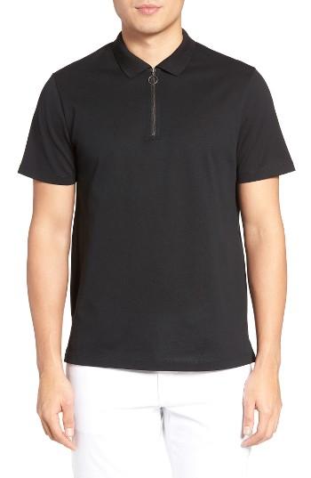 Men's Vince Trim Fit Zip Polo - Black