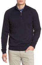 Men's Nordstrom Men's Shop Saddle Shoulder Quarter Zip Cotton & Cashmere Pullover - Blue