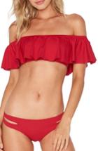 Women's L Space Ruffle Swim Top - Red