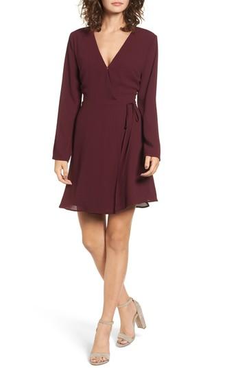 Women's Lush Elly Wrap Dress - Burgundy