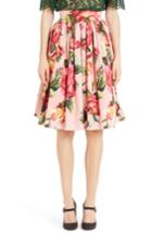 Women's Dolce & Gabbana Rose Print Poplin Skirt Us / 42 It - Pink