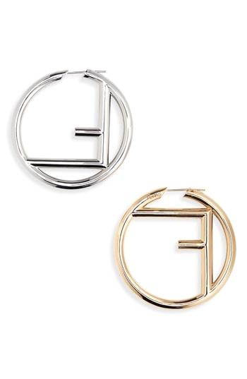 Women's Fendi Logo Hoop Earrings