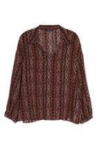 Women's Lafayette 148 New York Delora Print Silk Blouse, Size - Burgundy