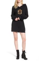 Women's Pam & Gela Crest Patch Sweatshirt Dress, Size - Black