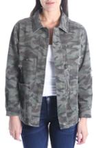Women's Kut From The Kloth Birdie Stud Detail Camo Cotton Jacket - Green