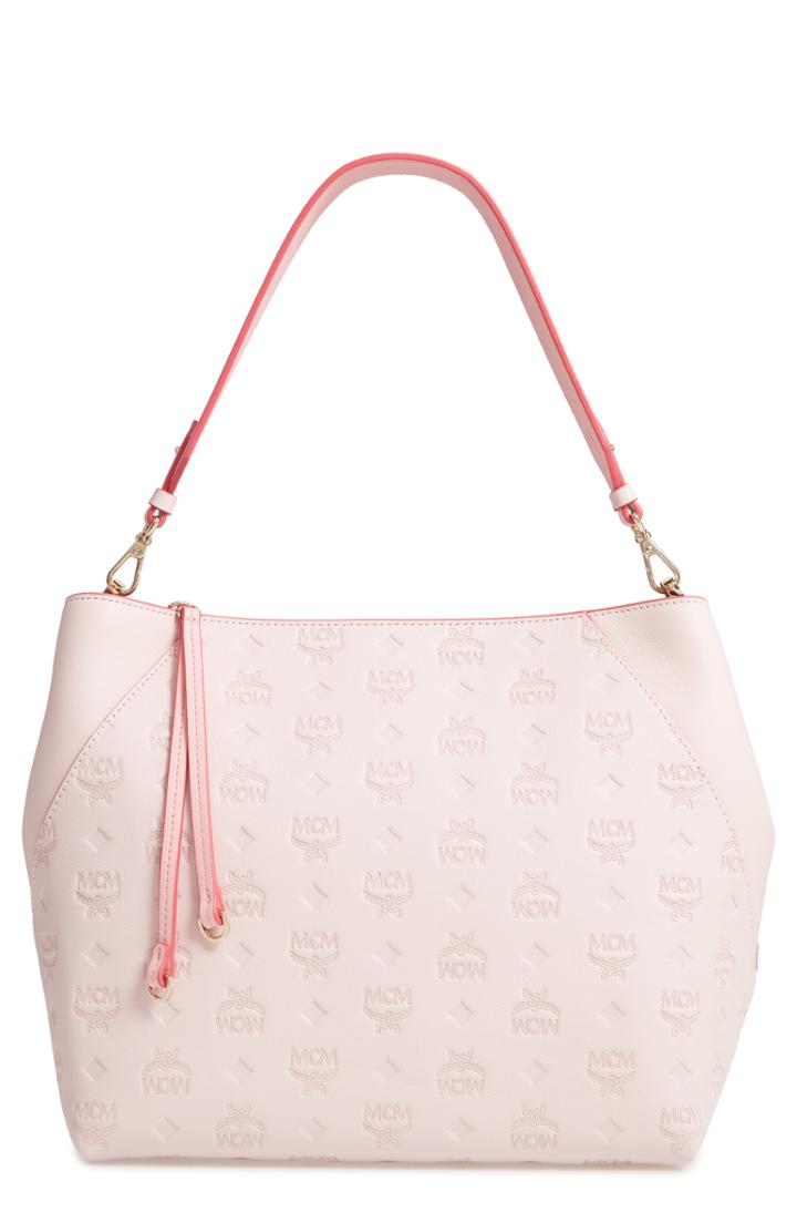 Mcm Medium Klara Monogram Leather Hobo - Pink