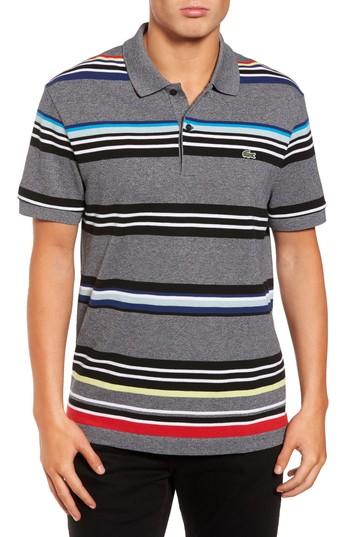 Men's Lacoste Mouline Stripe Pique Polo (m) - Grey