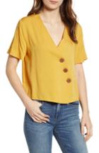Women's English Factory Asymmetrical Cotton Blouse - Yellow