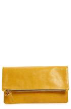Clare V. Leather Foldover Clutch - Yellow