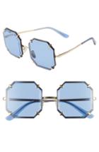Women's Dolce & Gabbana Jewel 55mm Octagonal Sunglasses - Silver/ Blue Solid
