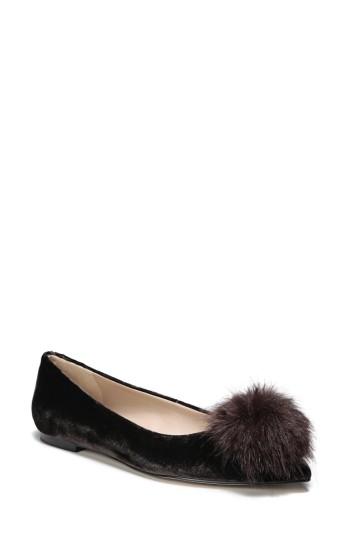 Women's Sam Edelman Raddie Faux Fur Pompom Flat M - Grey