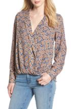 Women's Gibson Surplice Drape Front Blouse, Size - Blue