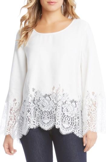 Women's Karen Kane Lace Border Top - Ivory