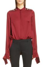 Women's Stella Mccartney Lace-up Shoulder Woven Blouse Us / 38 It - Black