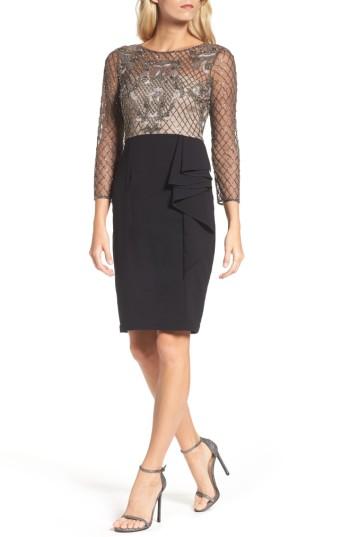 Women's Adrianna Papell Embellished Bodice Drape Front Dress