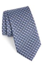 Men's Salvatore Ferragamo Flag Print Silk Tie, Size - Blue