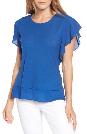 Women's Vince Camuto Ruffle Sleeve Top, Size Regular - Green