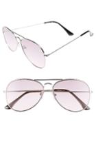 Women's Circus By Sam Edelman 56mm Aviator Sunglasses - Silver/ Purple Lens