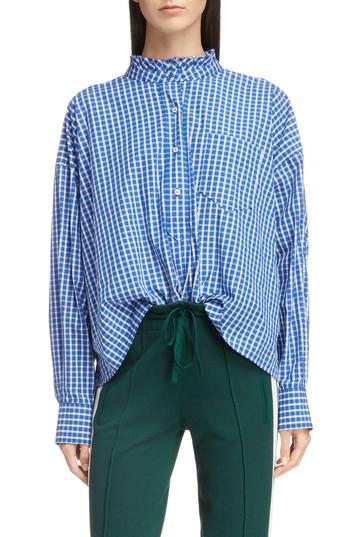Women's Isabel Marant Etoile Olena Ruffle Neck Shirt Us / 34 Fr - Blue