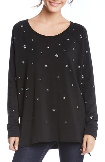 Women's Karen Kane Star Print High/low Sweatshirt - Black