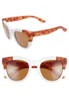 Women's Smith Sidney 55mm Chromapop Polarized Cat Eye Sunglasses - White/ Honey Tortoise