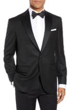 Men's David Donahue Reed Wool Dinner Jacket R - Black