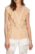 Women's 1.state V-neck Ruffle Edge Top, Size - Coral