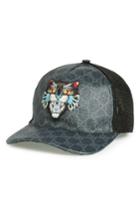 Men's Gucci Gg Supreme Angry Cat Trucker Hat -
