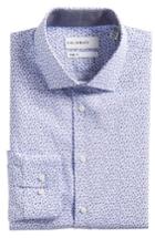 Men's Calibrate Trim Fit Print Cotton & Linen Dress Shirt .5 32/33 - Red