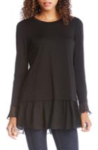 Women's Karen Kane Sheer Ruffle Hem Top - Black