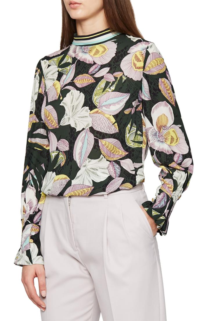 Women's Reiss Flora Print Blouse Us / 4 Uk - Black