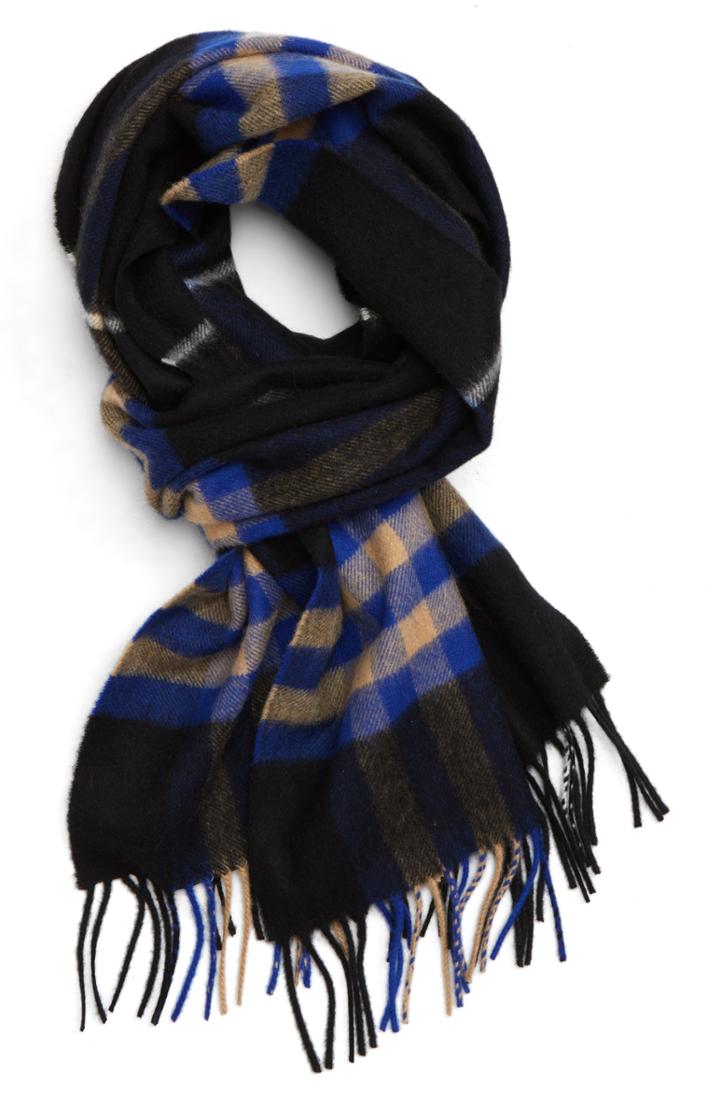 Men's Burberry Giant Check Cashmere Scarf, Size - Blue