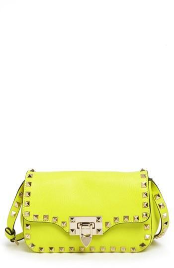 Valentino 'small Rockstud' Flap Bag Yellow