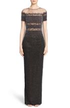 Women's Pamella Roland Illusion & Sequin Column Gown