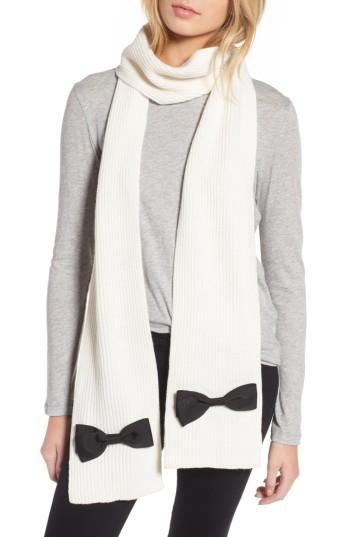 Women's Kate Spade New York Grosgrain Bow Muffler Scarf, Size - Ivory