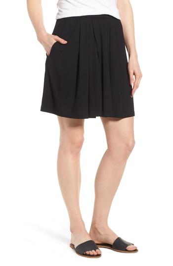 Women's Eileen Fisher Pleated Jersey Walking Shorts - Black