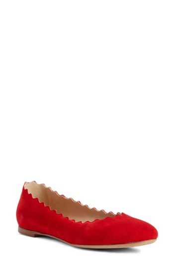 Women's Chloe 'lauren' Scalloped Ballet Flat Us / 35eu - Red