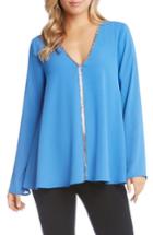 Women's Karen Kane V-neck Sparkle Blouse - Blue