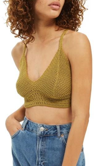 Women's Topshop Crochet Bralette Us (fits Like 2-4) - Green