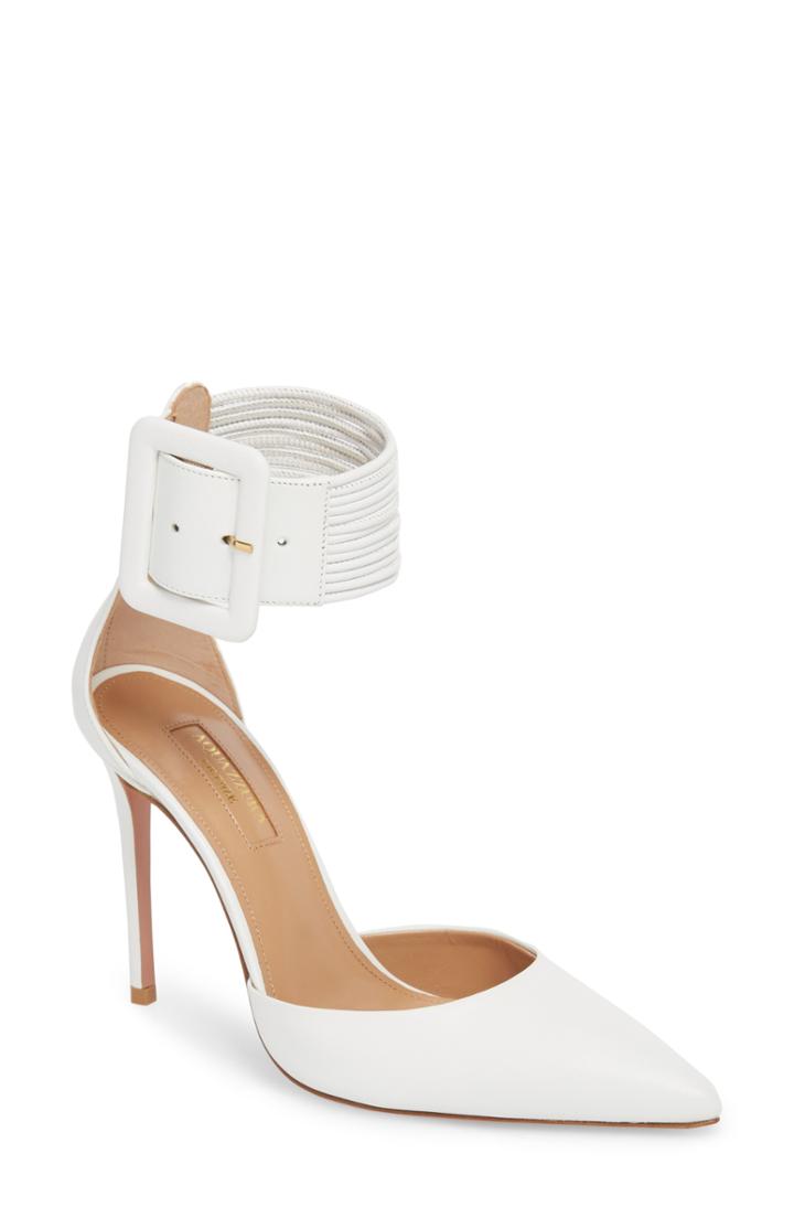 Women's Aquazzura Casablanca Ankle Cuff Pump .5us / 37.5eu - White