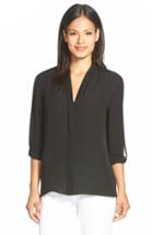 Women's Elie Tahari 'anabella' V-neck Silk Blouse - Black