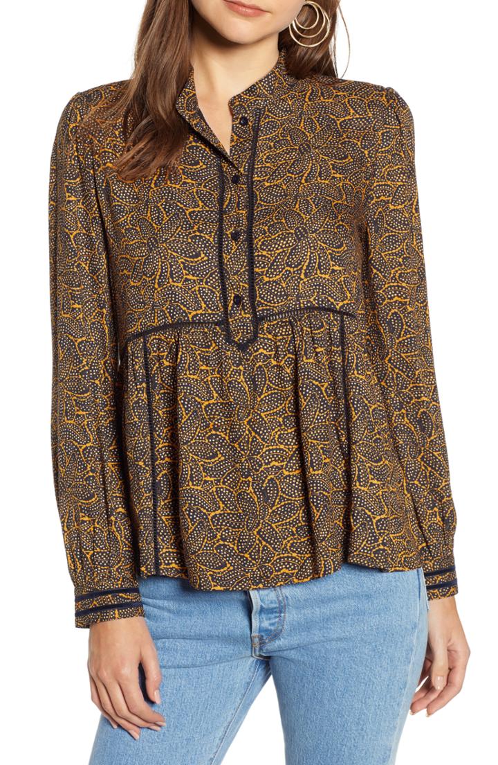 Women's Hinge Lace Popover Shirt, Size - Blue
