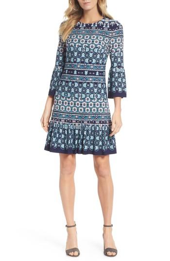 Women's Eliza J Bell Sleeve A-line Jersey Dress - Blue