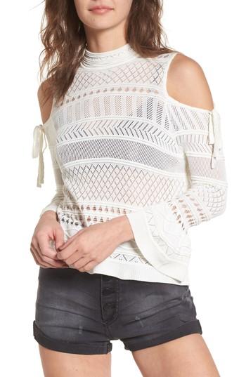 Women's Lira Clothing Annabel Cold Shoulder Pointelle Sweater - Ivory