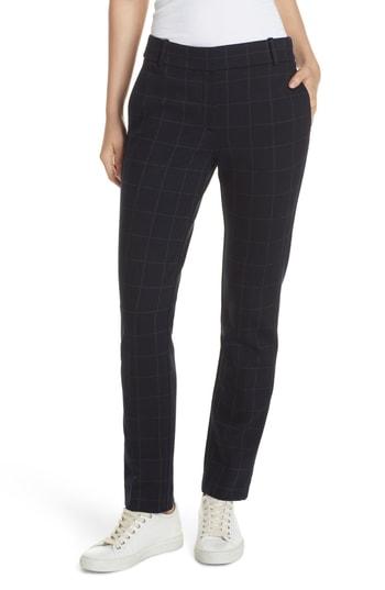 Women's Theory Windowpane Straight Leg Trousers - Blue