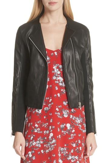 Women's Rag & Bone Harrison Stretch Panel Leather Jacket - Black