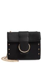 Leith Metal Ring Faux Leather Crossbody Bag - Black